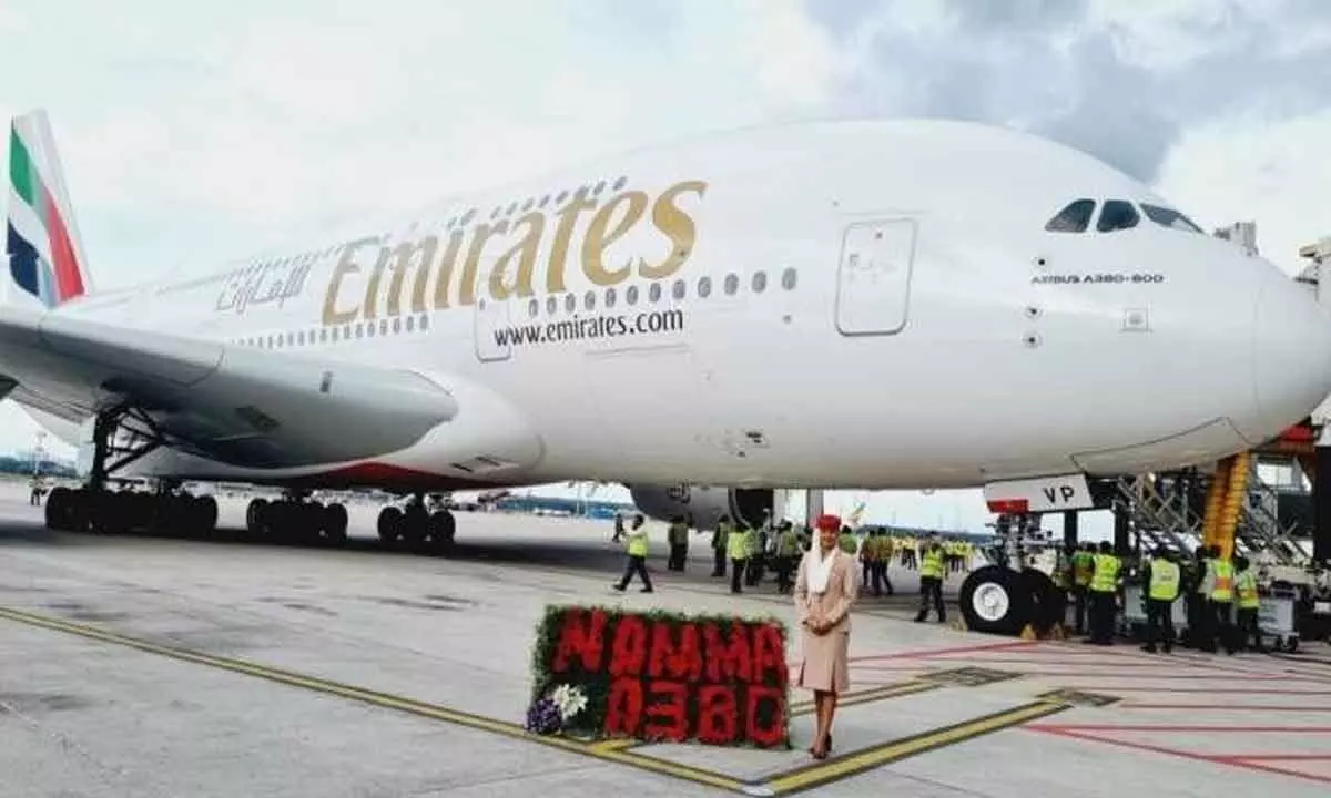 Worlds largest passenger plane Airbus A380 at Bengaluru airport