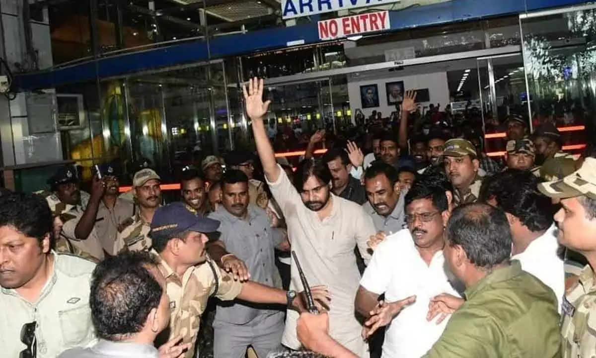 Tense moments as PK arrives at Vizag airport