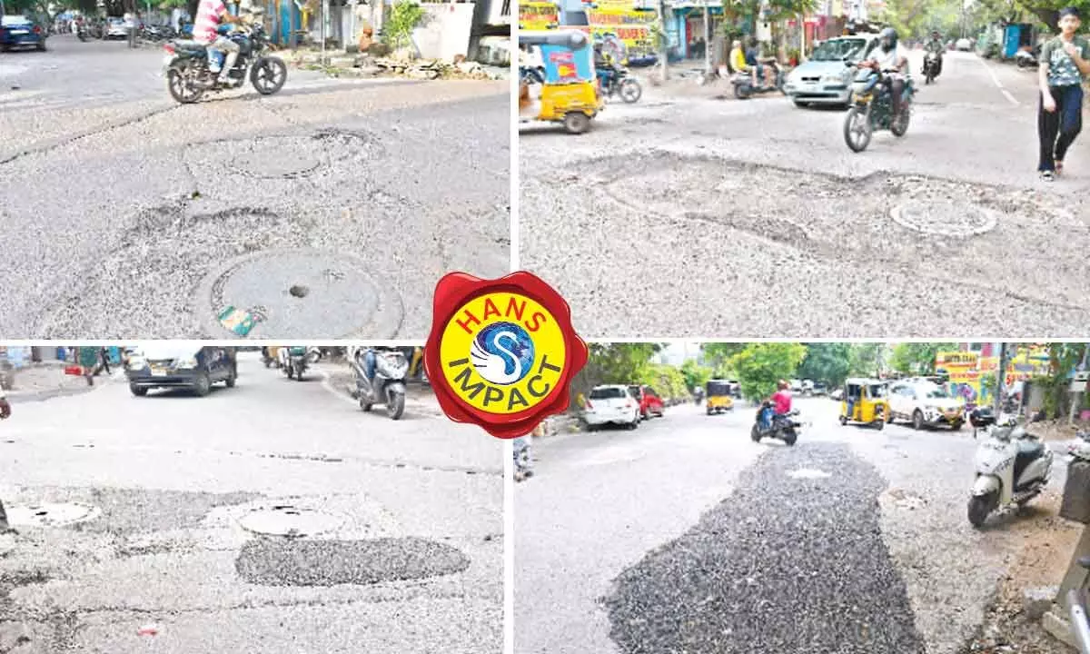 Sigh of relief: GHMC swings into action to fill potholes in Ameerpet
