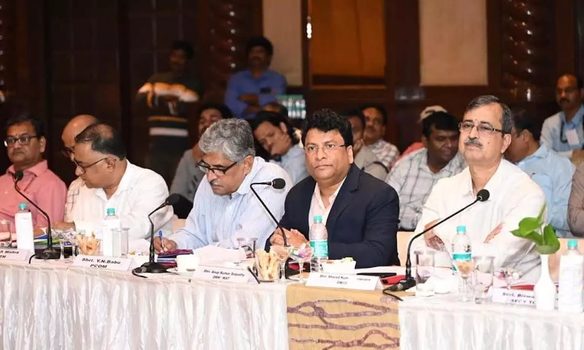MPs and DRM of Waltair Division participating in the meeting organised  in Visakhapatnam on Tuesday