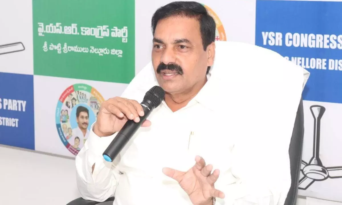 Agriculture Minister K Govardhan Reddy addressing the media at the party office in the city on Tuesday