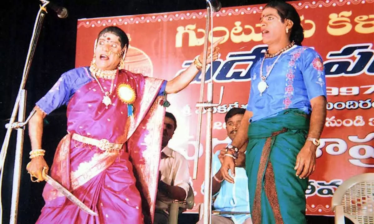 File pic of artistes performing Oggu katha