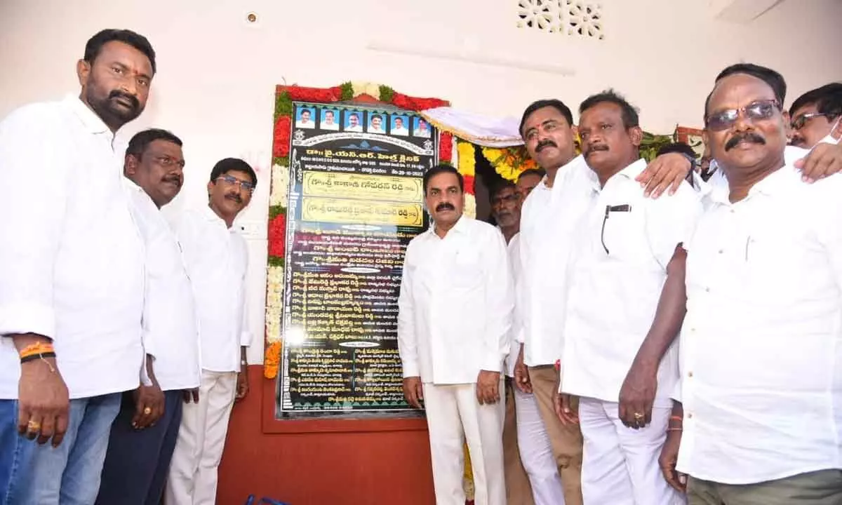 Agriculture Minister K Govardhan Reddy inaugurating a health clinic in Dagadarthi mandal in Nellore district on Thursday. Kavali legislator R Pratapkumar Reddy  is also seen.