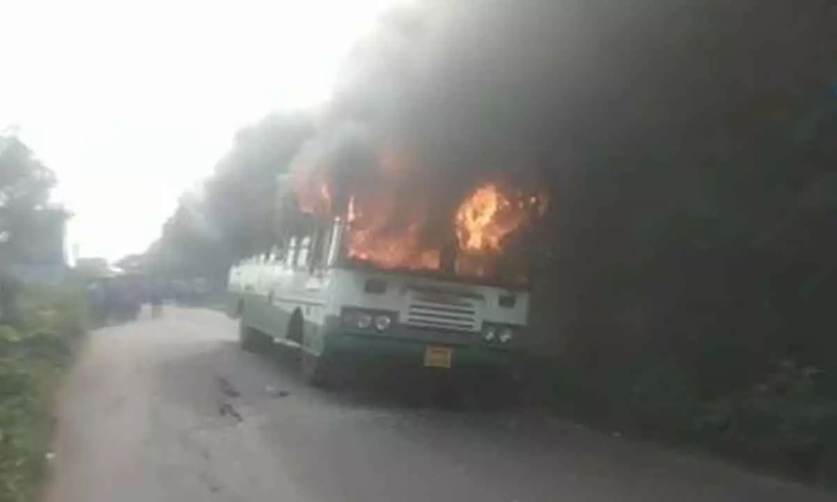 Narrow escape for 40 passengers as bus catches fire