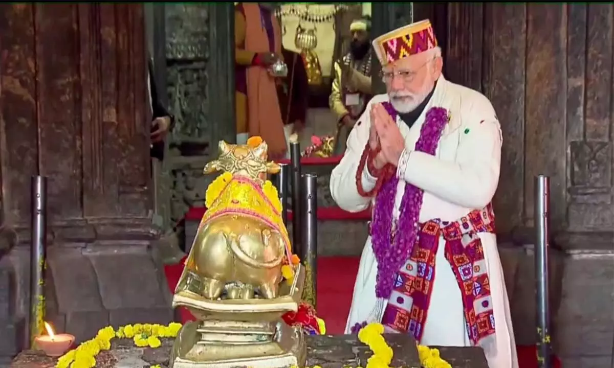 Prime Minister Narendra Modi offers prayers at the Kedarnath temple in Rudraprayag district on Friday