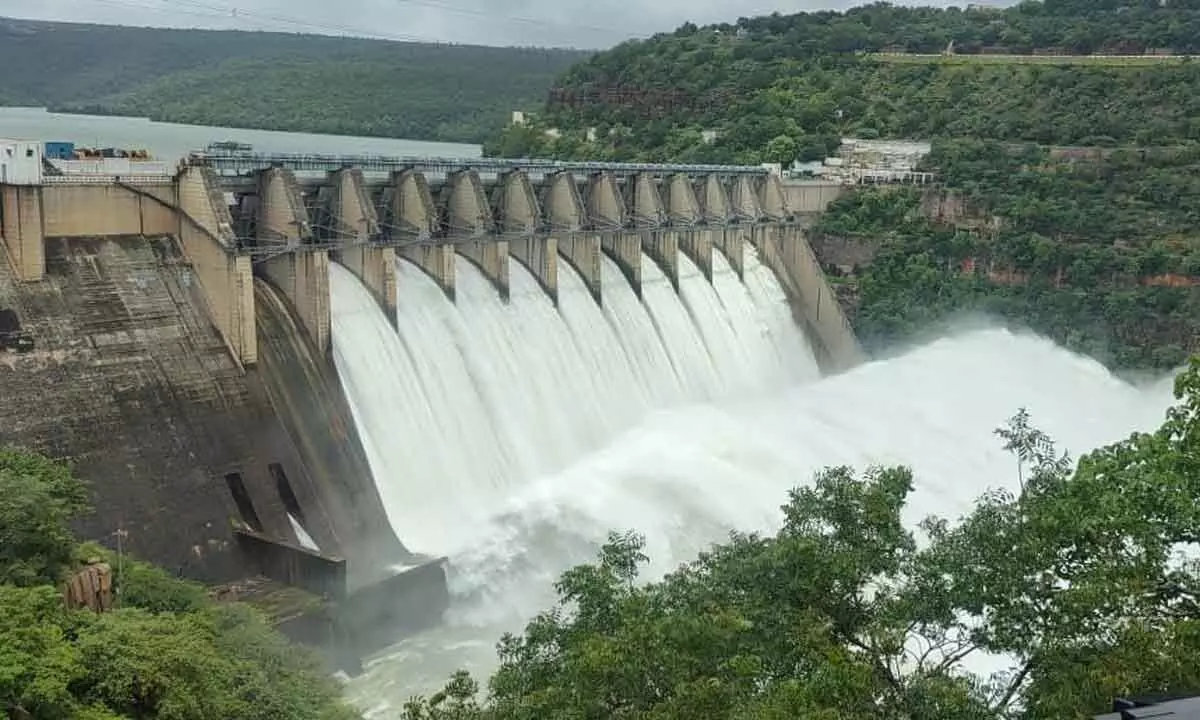 Srisailam dam gets heavy inflows, 10 gates lifted