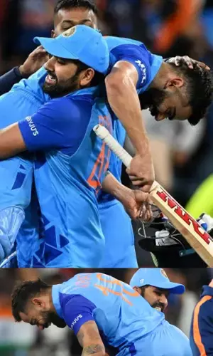 An overjoyed Rohit lifts Kohli in air after India beat Pakistan [Watch]