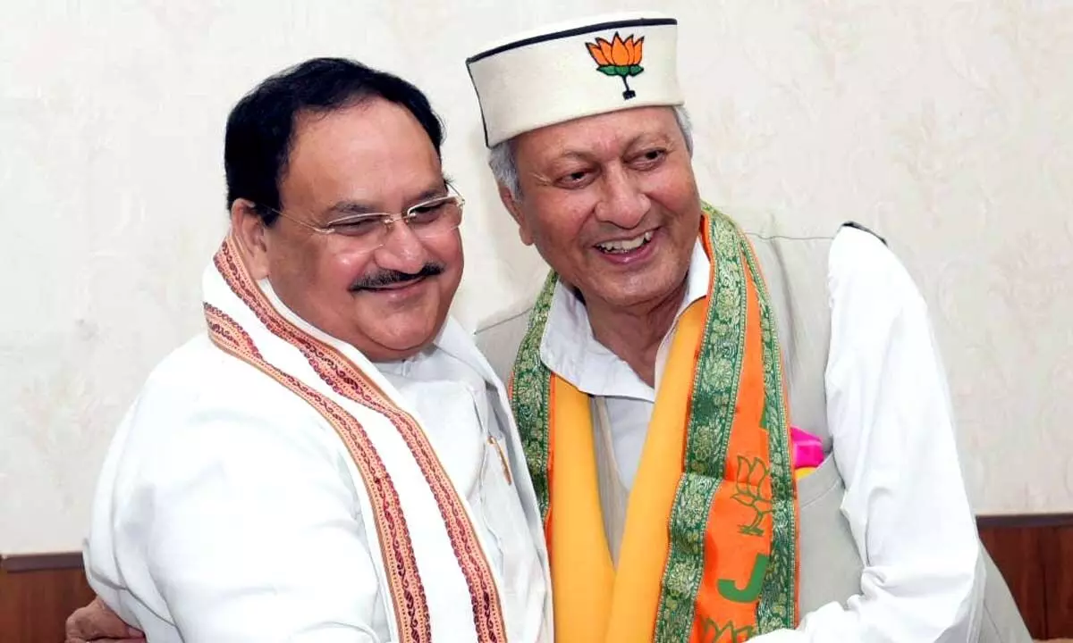 JP Nadda and Himachal Pradesh veteran politician Major Vijay Singh Mankotia