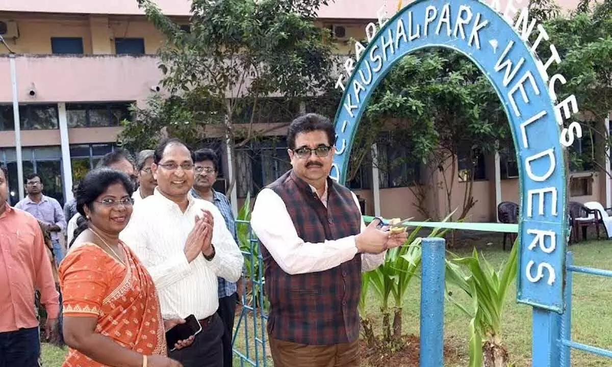 RINL CMD Atul Bhatt inaugurating Kaushal Park at Learning and Development Centre (L&DC) of the plant in Visakhapatnam on Wednesday