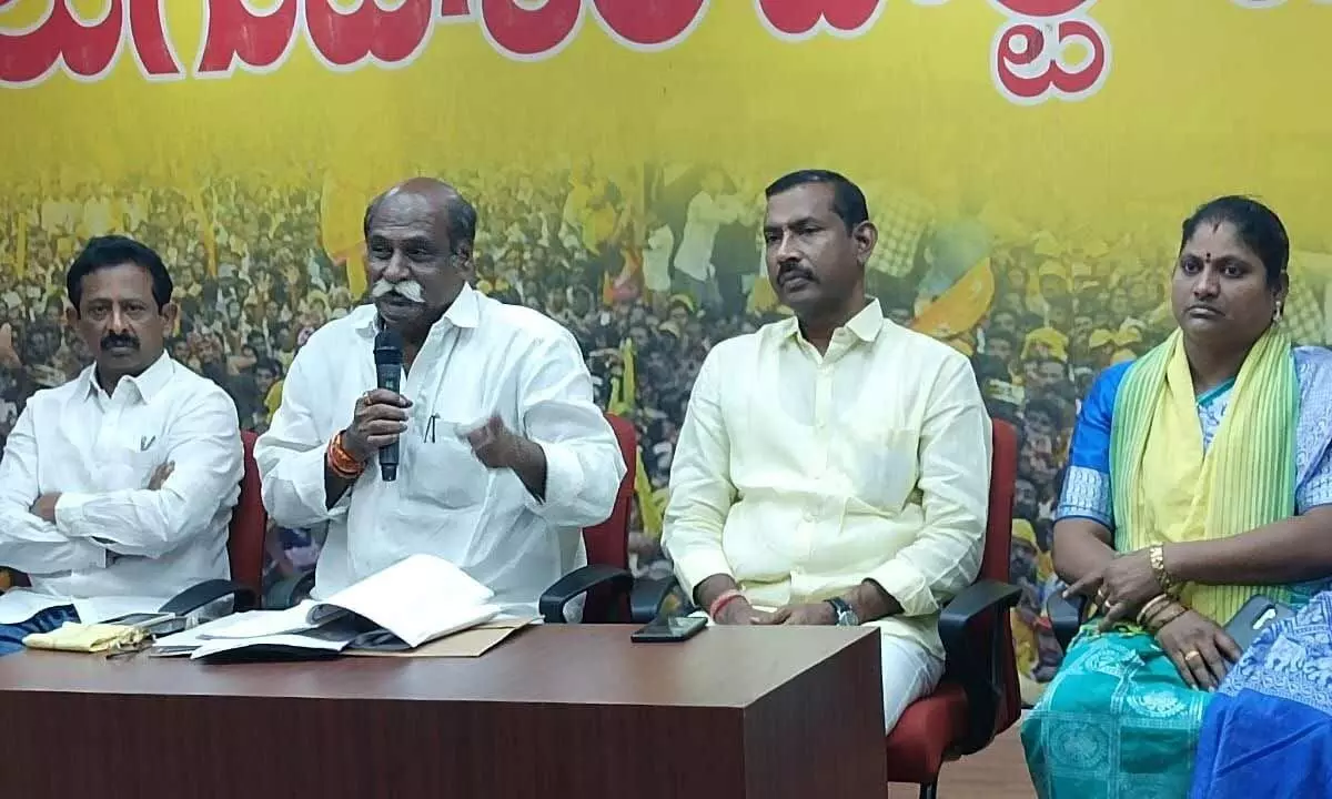 Visakhapatnam East constituency MLA Velagapudi Ramakrishna Babu speaking to the media in Visakhapatnam on Wednesday