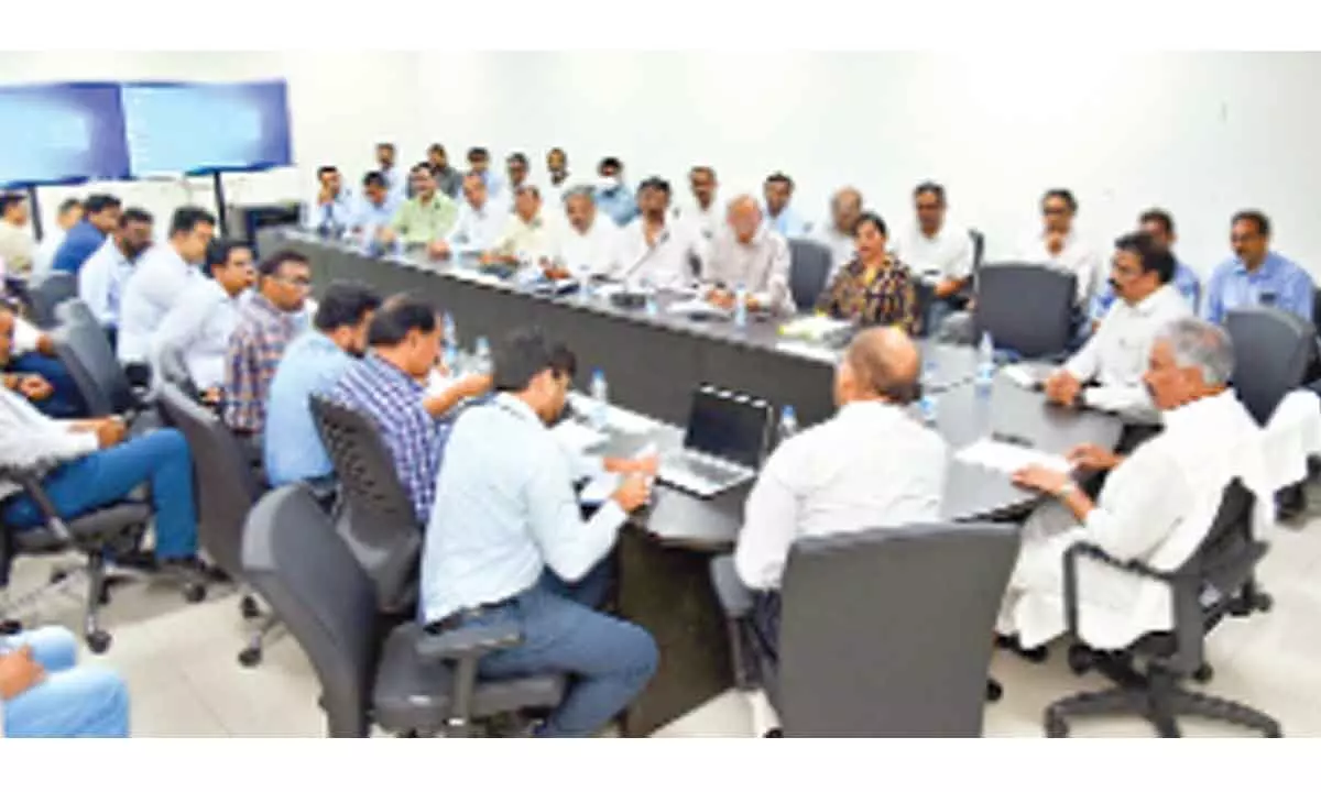Minister for mines Peddireddi Ramachandra Reddy holds a meet with representatives of cement companies at the Secretariat on Friday