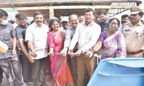 Minister for Animal Husbandry, Dairy and Fisheries Seediri Appalaraju inaugurating a deep-sea fishing vessel at Dummulpet, Kakinada on Friday. Kakinada MP Vanga Geetha and MLA Dwarampudi Chandrasekhar Reddy are also seen