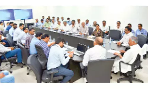 Minister for mines Peddireddi Ramachandra Reddy holds a meet with representatives of cement companies at the Secretariat on Friday