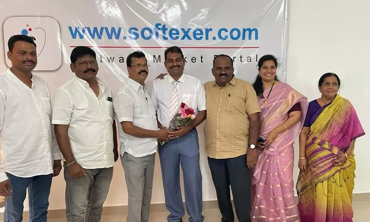 Atal Incubation Centre Director and Senior SKU Professor K Nagabhushana Raju addressing the participants at the launch of Softexer product, in Anantapur on Sunday