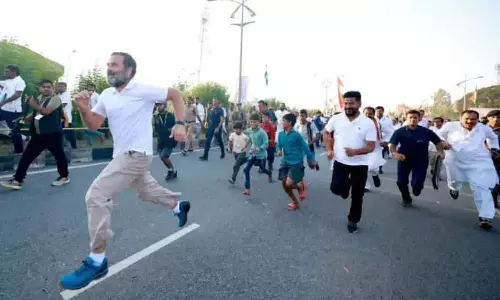 Bharat Jodo Yatra: Rahul seen running with Revanth in Mahabubnagar