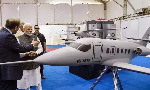 Prime Minister Narendra Modi during the foundation stone laying ceremony of C-295 transport aircraft manufacturing plant, in Vadodara on Sunday