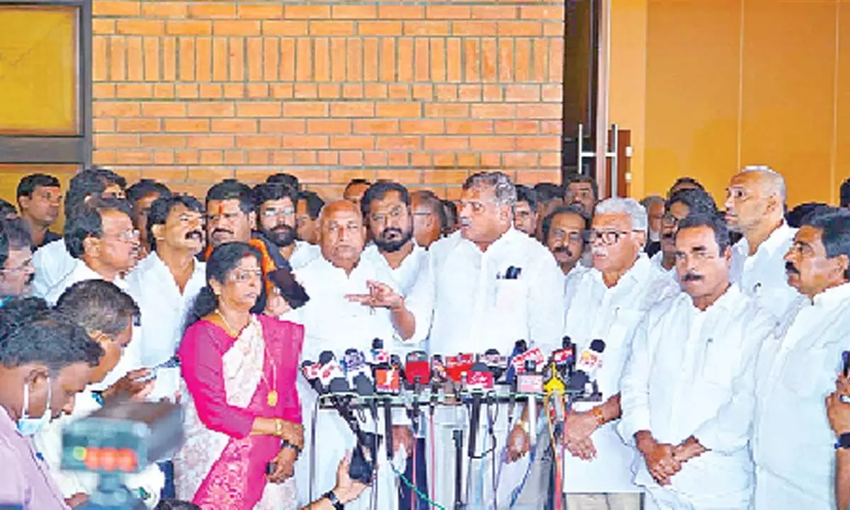 Minister Botcha Satyanarayana speaking at a meeting of YSRCP Kapu leaders in Kakinada on Monday