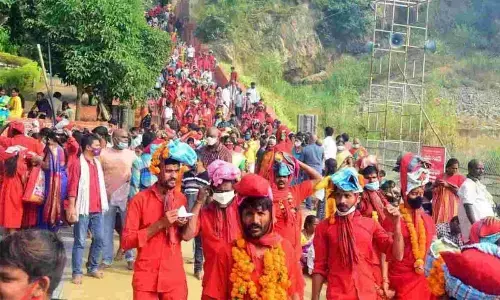 File photo of Bhavanis at Sri Durga Malleswara Swamy temple in Vijayawada
