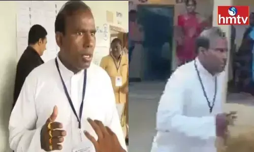 Munugode by-election: KA Paul makes fun at polling centre, runs out of booth