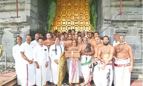 TTD officials and priests close the Sri Venkateswara Swamy temple due to lunar eclipse at Tirumala on Tuesday