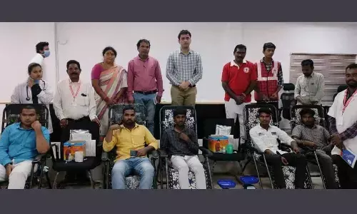 District Collector Sumeet Kumar at a blood donation camp at the Collector’s office in Rampachodavaram on Tuesday