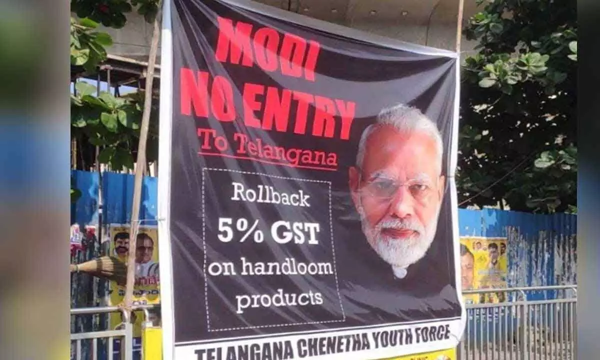 Anti-PM posters, flexies pop up in Hyd, Karimnagar