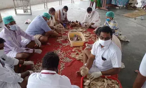 File photo of hundi collection at Annavaram temple