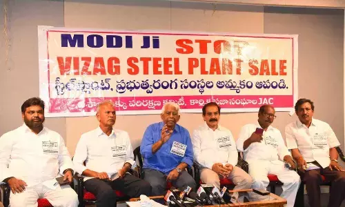 VUPPC chairman CH Narasinga Rao addressing the media in Visakhapatnam on Thursday
