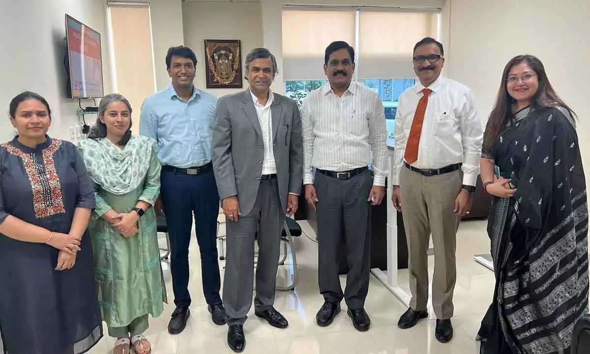 Principal Secretary MT Krishna Babu with the office-bearers of NatHealth Southern Chapter at AP Secretariat in Velagapudi on Monday