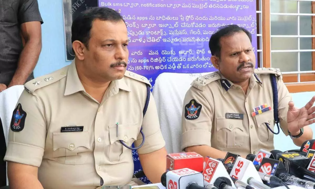 Anantapur range DIG Ravi Prakash speaking to media after conducting inspection in Alipiri police in Tirupati on Tuesday