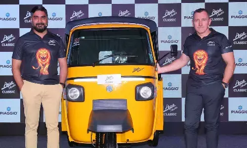 Piaggio Vehicles Chairman and Managing Director Diego Graffi releasing the Ape Classic auto in Vijayawada on Wednesday