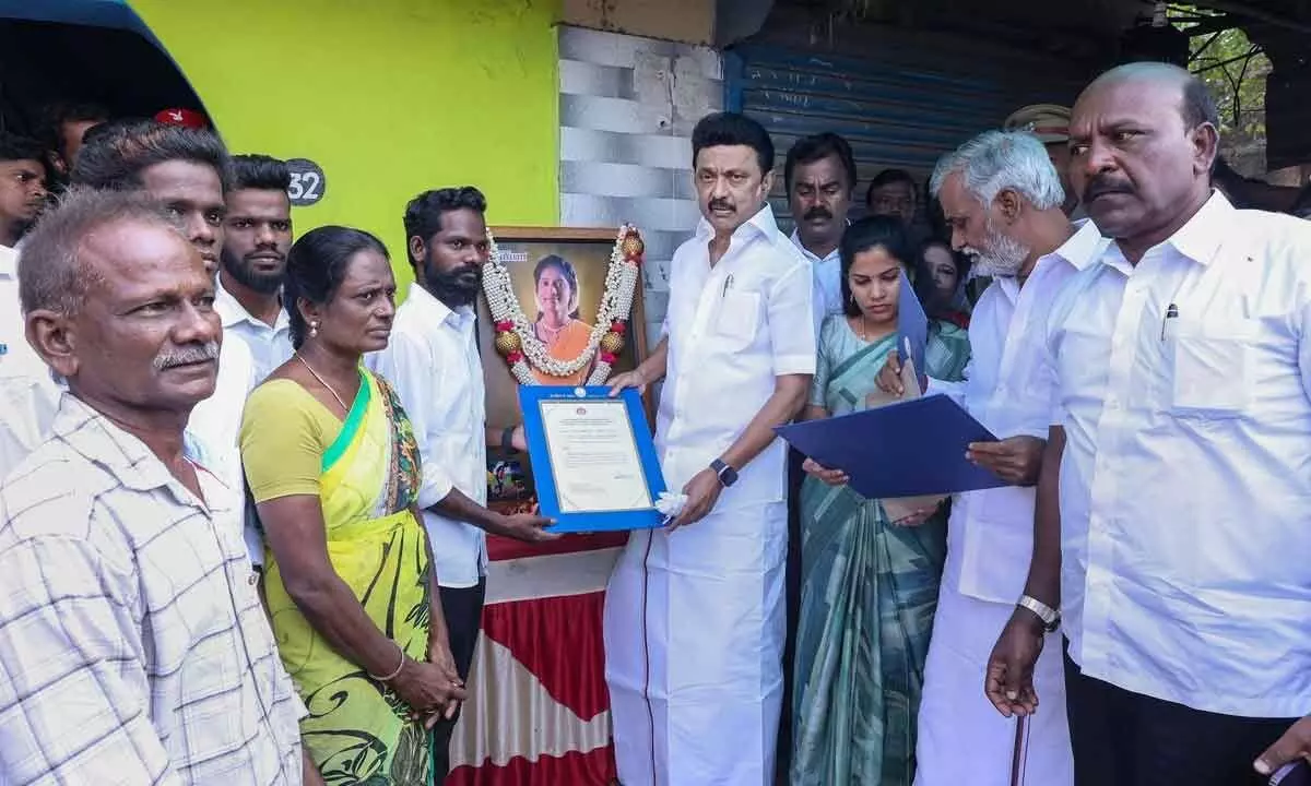 Tamil Nadu Chief Minister M.K. Stalin offers his condolences to the parents of footballer R. Priya who died allegedly due to medical negligence of doctors at a government hospital in Vyasarpadi in Chennai