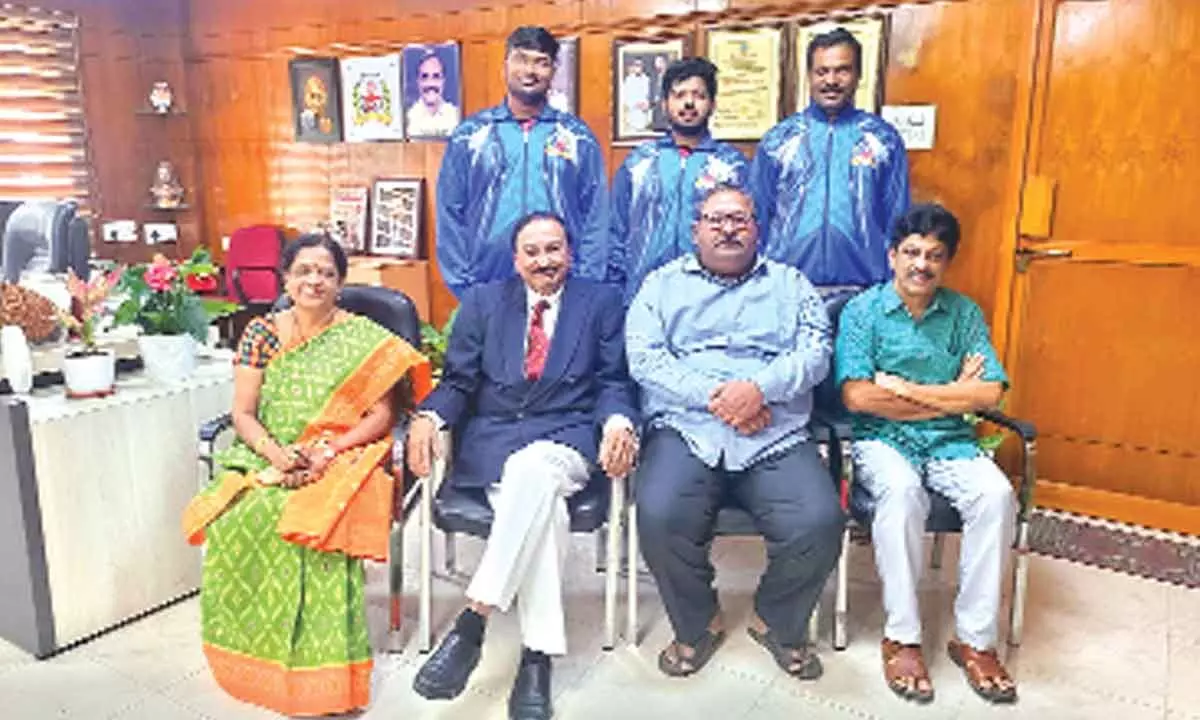 Players selected for South Zone tennis tourney along with Dr YSR University of Health Sciences in Vijayawada on Thursday