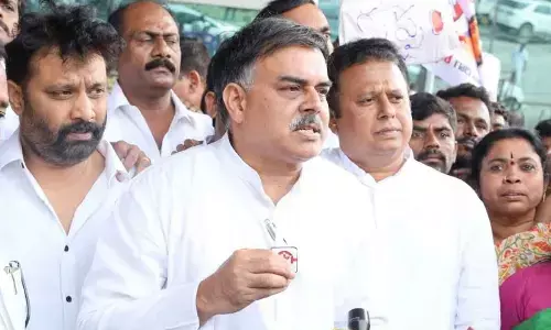 Jana Sena Party PAC chairman Nadendla Manohar speaking to media in Renigunta airport on Friday