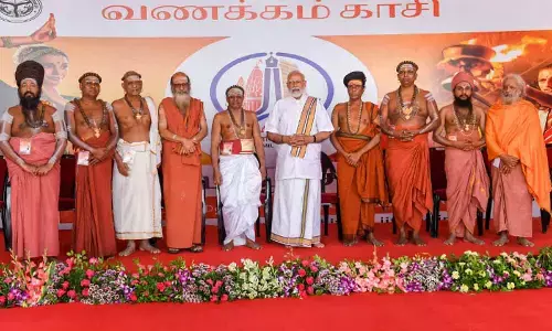 Prime Minister Narendra Modi during the inauguration of Kashi Tamil Sangamam in Varanasi on Saturday