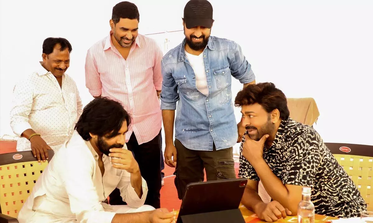 Pawan Kalyan visited the sets of his brother Chiranjeevi’s Waltair Veerayya!