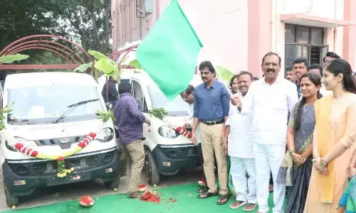 MLA Bhumana Karunakar Reddy along with Mayor Dr R Sirisha and Commissioner Anupama Anjali flagging off two fogging machines in Tirupati on Tuesday