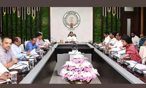 Chief Minister Y S Jagan Mohan Reddy holds a review on housing department at his camp office in Tadepalli on Thursday