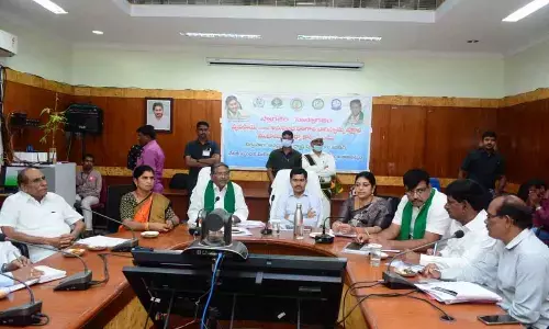 State Agriculture Mission vice chairman MVS Nagi Reddy speaking at the meeting held in Visakhapatnam on Friday