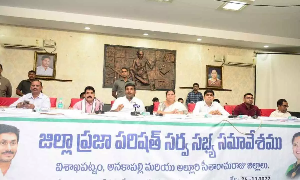 IT Minister Gudivada Amarnath speaking at the ZP meeting in Visakhapatnam on Saturday
