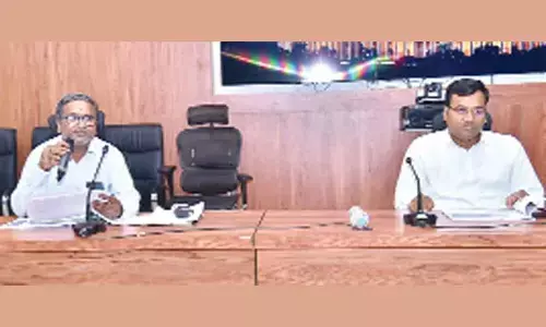 District Collector K V N Chakradhar Babu addressing at District Industrial Promotion Committee meeting in Nellore on Saturday