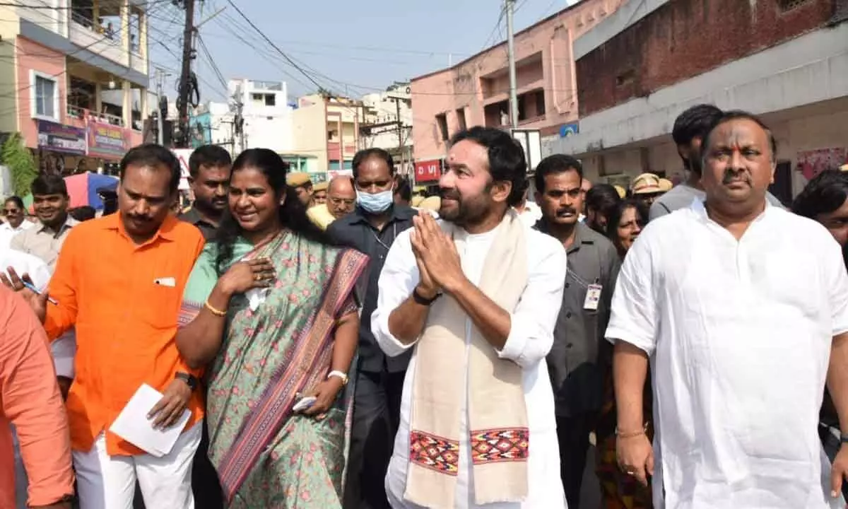 Union Tourism and Culture Minister G. Kishan Reddy on Sunday undertook padyatra in his Secunderabad Lok Sabha constituency.
