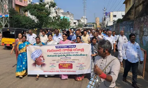 ARASAM members taking out rally in Vizianagaram on Sunday