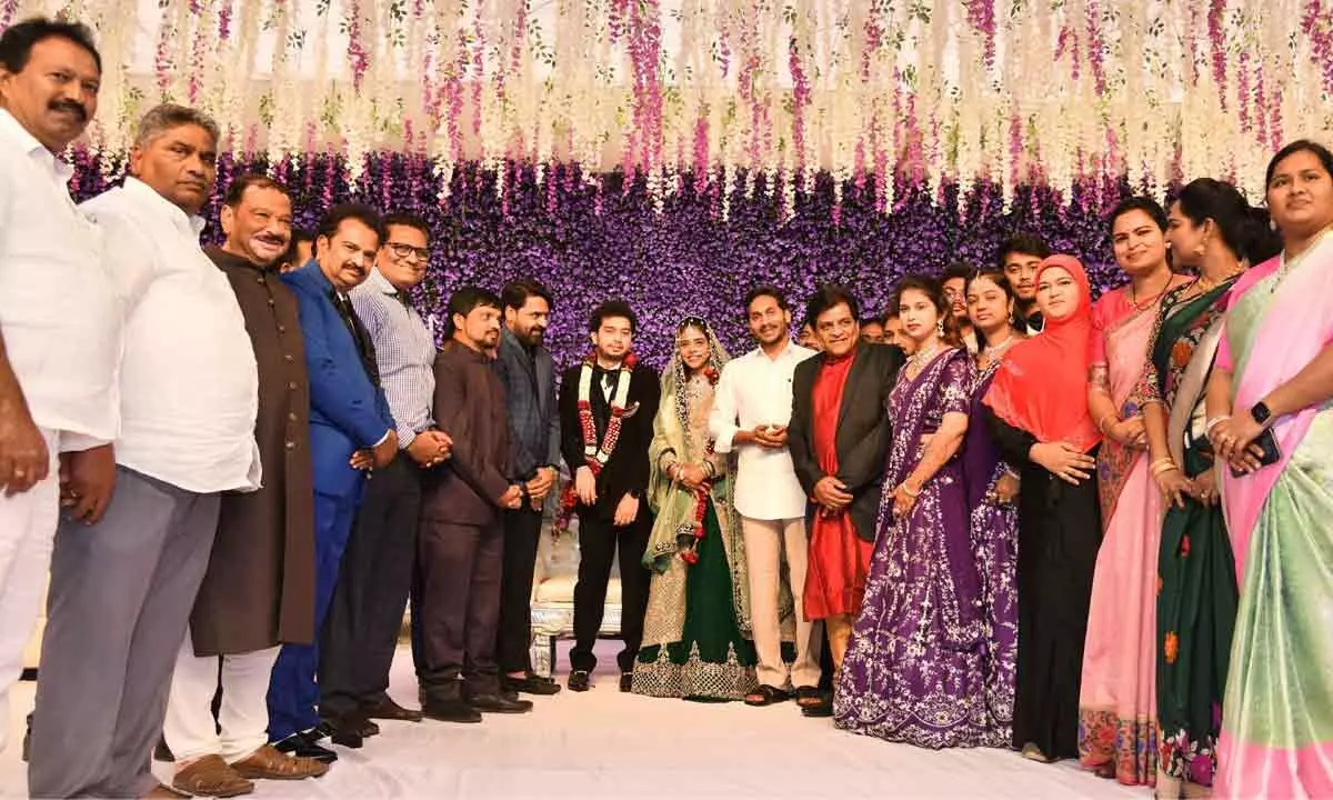 Chief Minister Y S Jagan Mohan Reddy at the wedding reception of actor Mohammed Ali in Guntur city on Tuesday