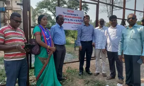 The VDDUF members along with the officials from the Social Welfare Department at the site in Visakhapatnam on Tuesday