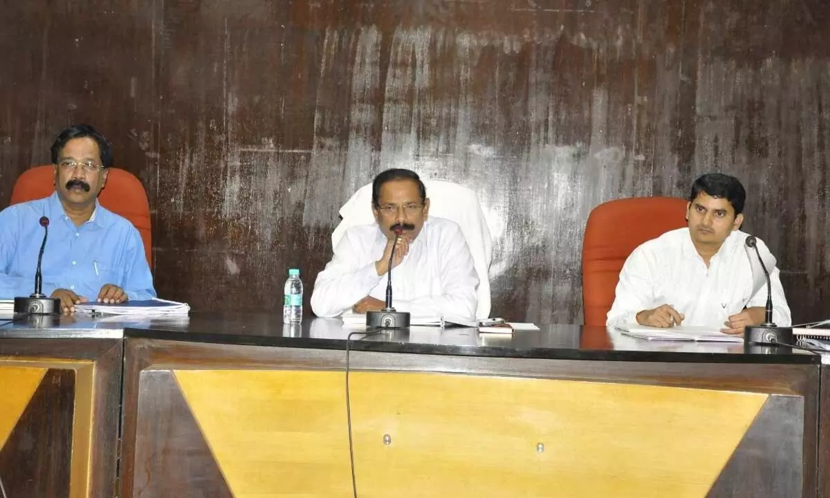 Special Chief Secretary (Energy) K Vijayanand addressing the officials in Visakhapatnam on Wednesday