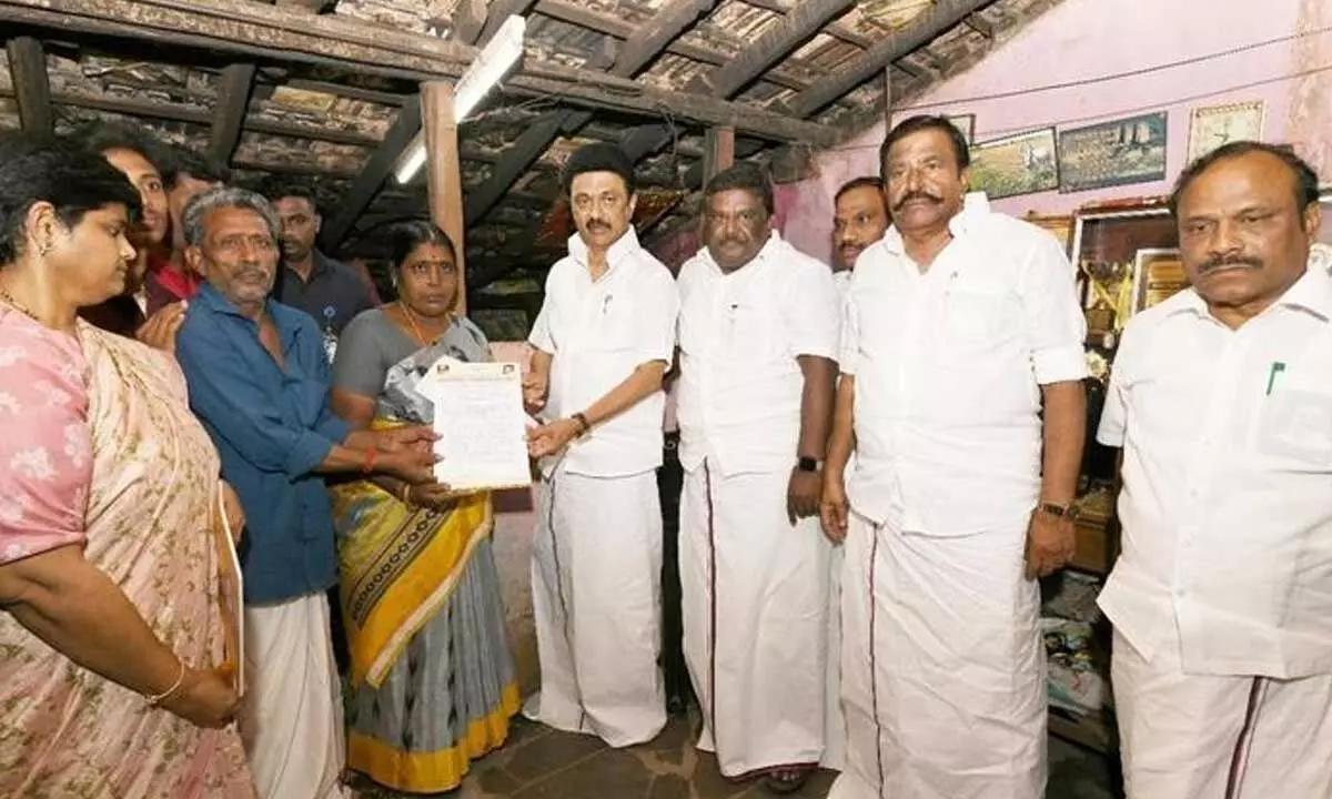 M.K. Stalin Gifted House To National Hockey Team Player