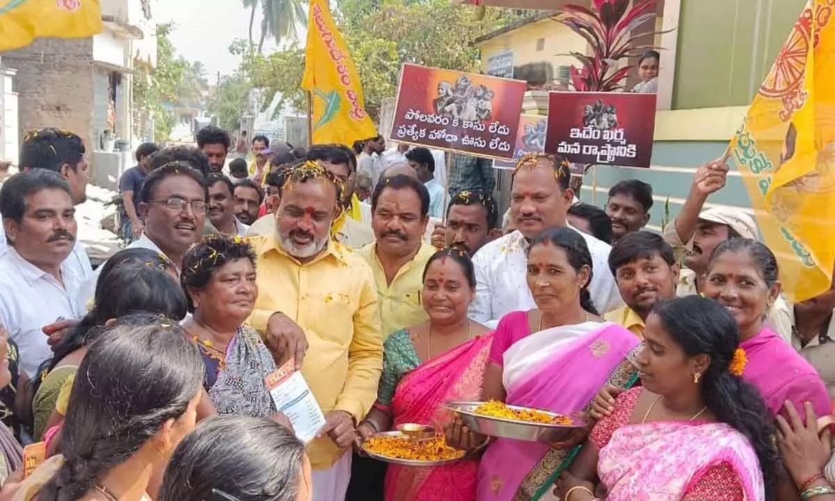 Former MLA holding a door to door campaign in Anakapalli district on Thursday