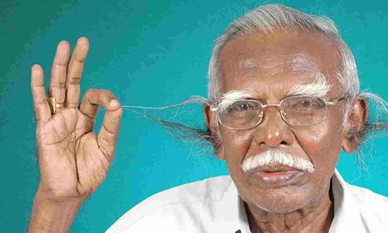 Indian Retired School Principal Sets A Guinness World Record For The  Longest Ear Hair