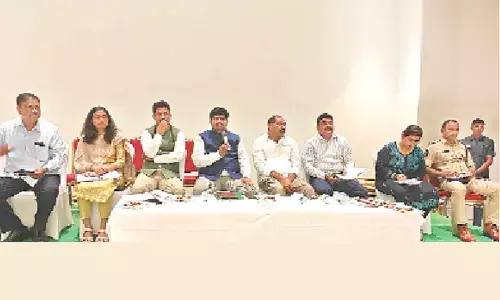 Principal Secretary R Mutyala Raju holding a meeting on the arrangements for Presidents visit, in Vijayawada on Thursday